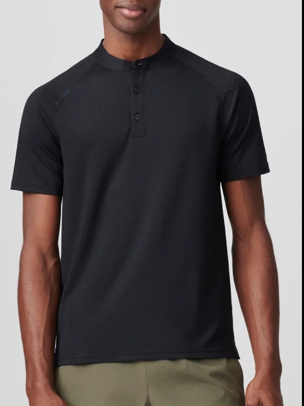 Rhone Men's Black Mercer Henley - Large - Flaw - Read